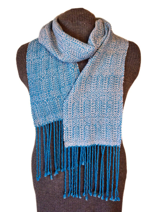 Double-Sided Blue and White Scarf