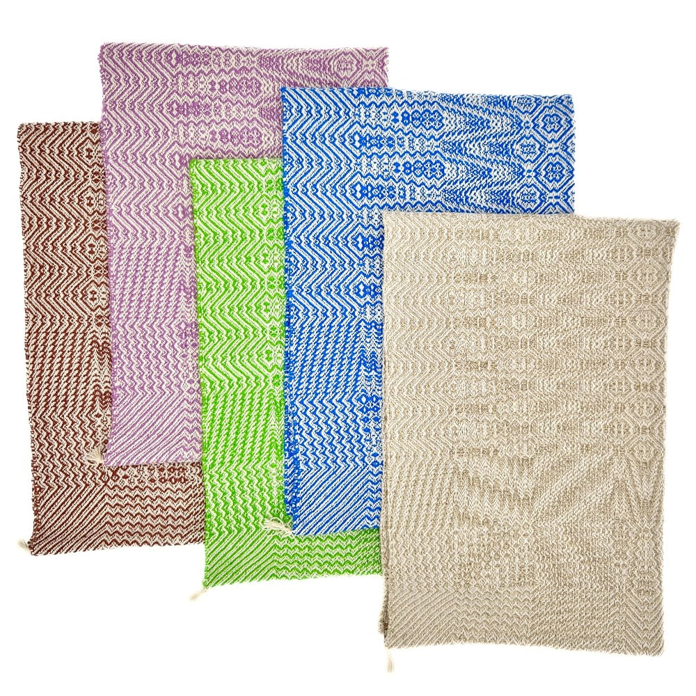 Hemp and Cotton Hand Towels - Green and White